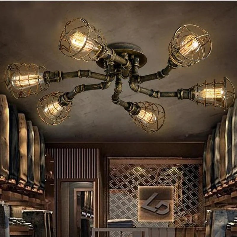 Plafonnier industriel rétro style américain pour restaurant et bar Ysé Prélude - Esprit Atelier & Présence Décorative