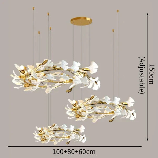 Lustre — Moderne en céramique avec pétales de LED