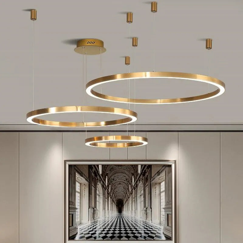 Lustre — LED moderne brossé avec anneau lumineux