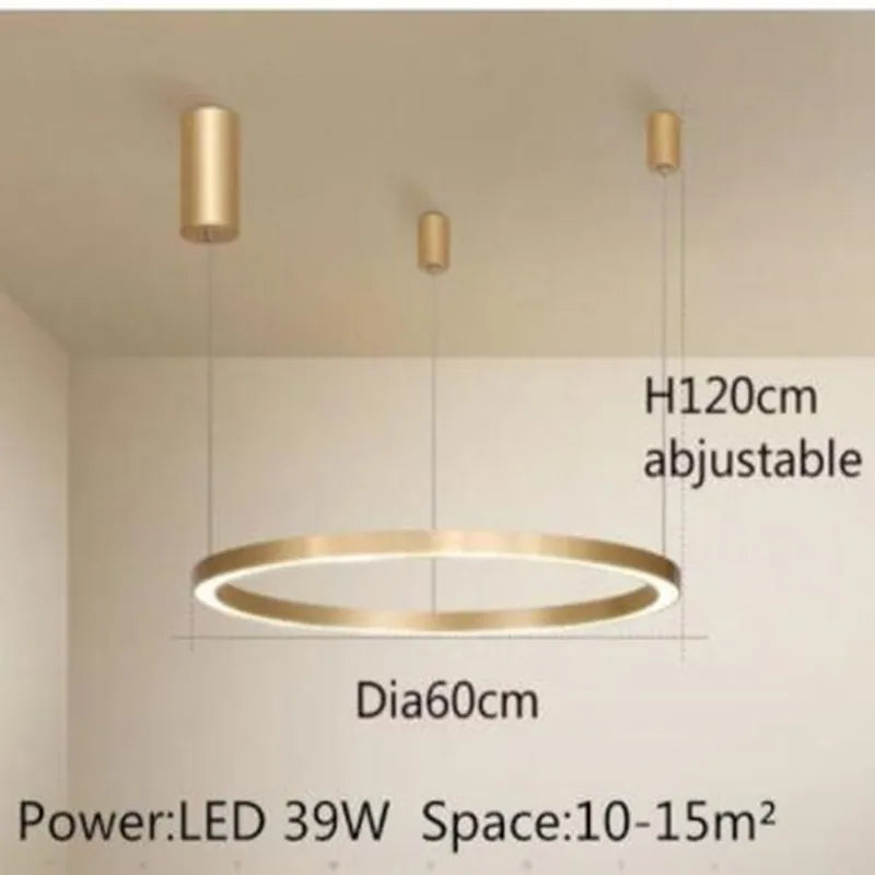 Lustre — LED moderne brossé avec anneau lumineux
