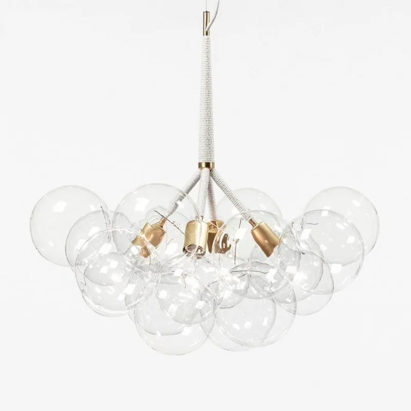 Lustre — Nordique à lunettes avec fils café et lampes en verre