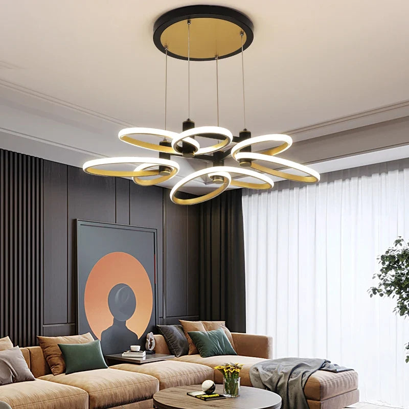 Plafonnier — Moderne en pétale d'or pour intérieur décoratif