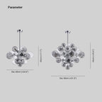 Valentina Lustre Moderne Bulle Grappe Argent Verre Métal Salon - Neutralighting