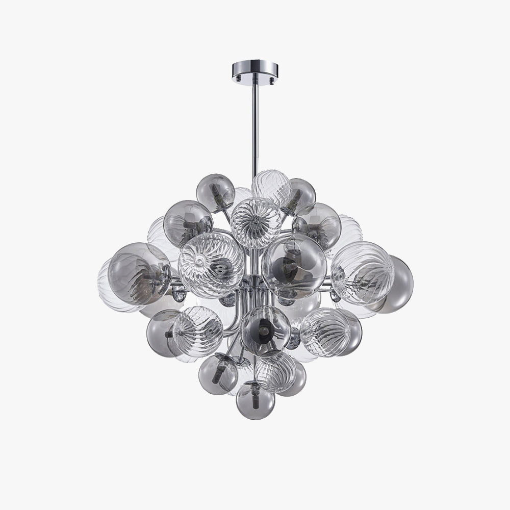 Valentina Lustre Moderne Bulle Grappe Argent Verre Métal Salon - Neutralighting