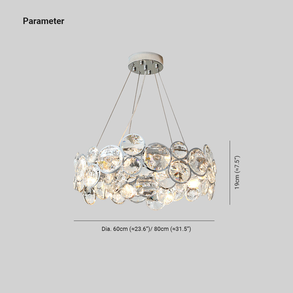 Kristy Lustre LED Moderne Rond Cristal Métal Salon - Neutralighting