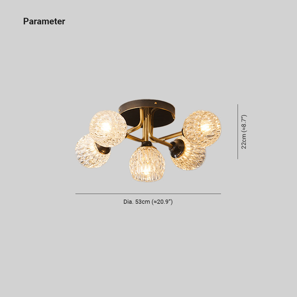 Valentina Luxueux Plafonnier Verre Métal Salon - Neutralighting