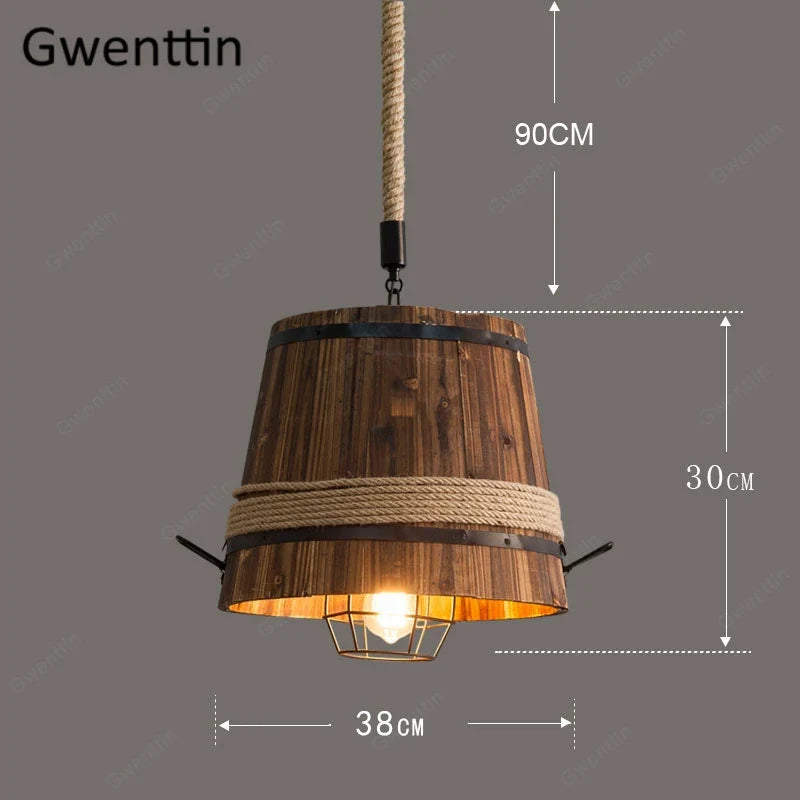 Suspension Industrielle Coline Sillage en Corde Tressée et Bois