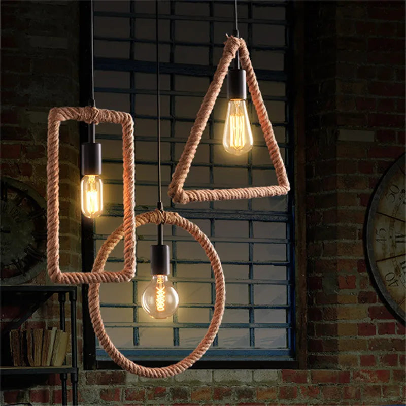 Suspension Vintage Sacha Brume en Corde de Chanvre