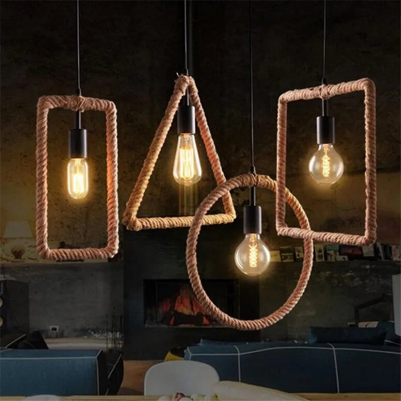 Suspension Vintage Sacha Brume en Corde de Chanvre