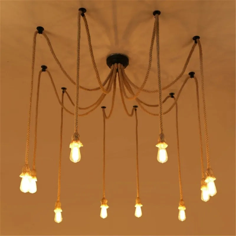Lustre Vintage Héloïse Brume en Corde de Chanvre