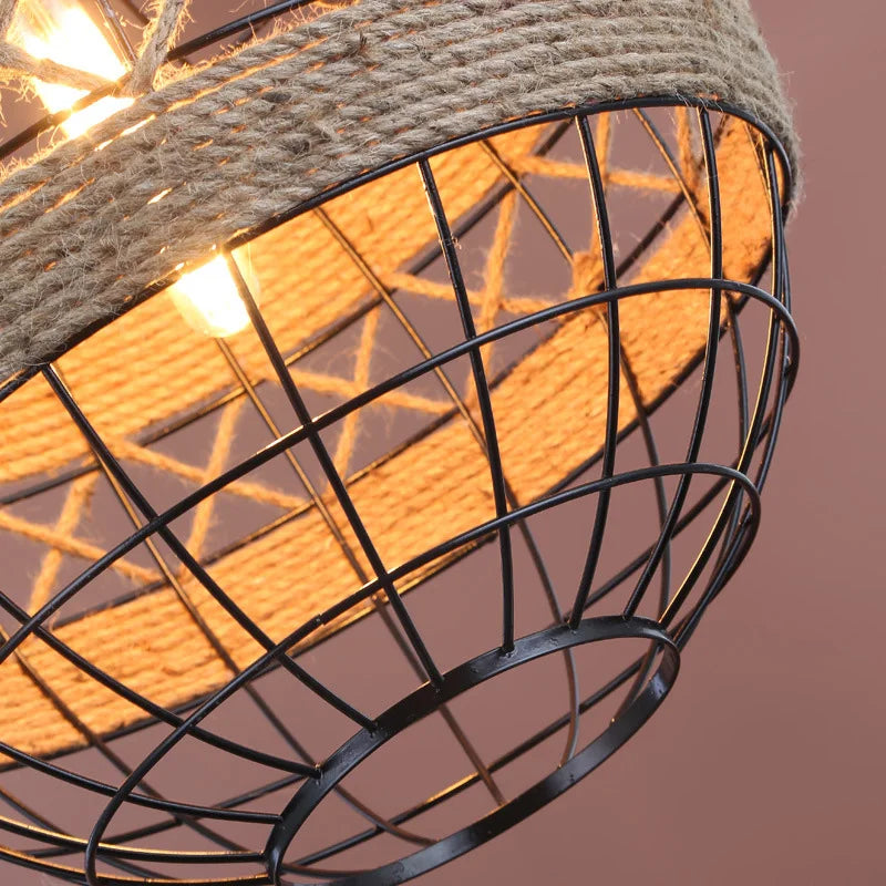 Lustre Vintage Oscar Rivage en Corde de Chanvre
