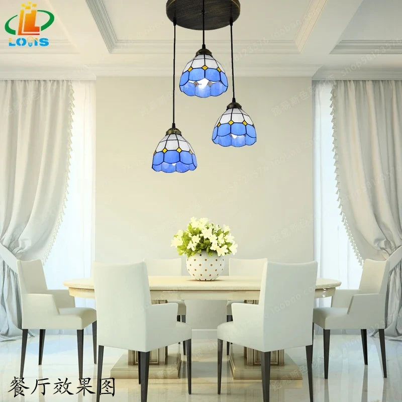 Lampe de table tiffany moderne trois niveaux éclairage dôme décoratif Lazare Détour en Verre - Reflets Délicats & Élégance Visuelle