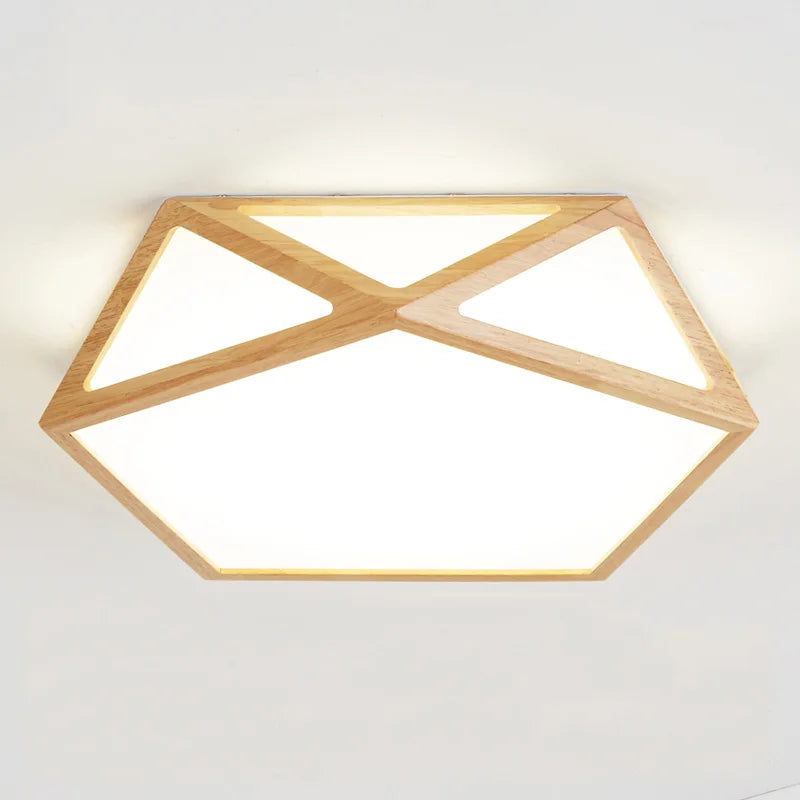 Plafonnier led en bois créatif pour éclairage général Léontine Clarté - Une Présence Naturelle Apaisante