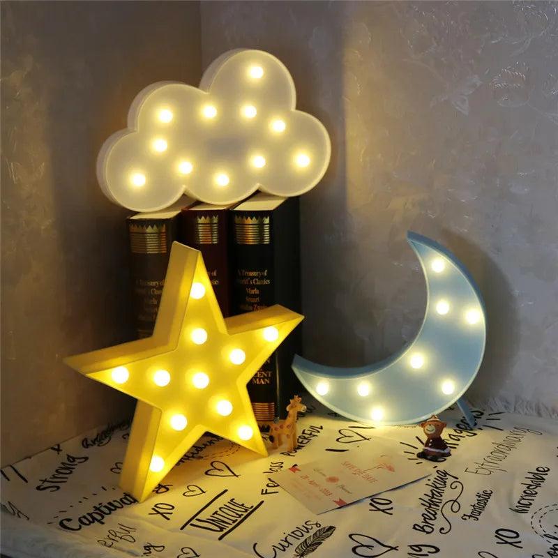 lampe led 3d nuage étoile lune veilleuse cadeau enfants décoration