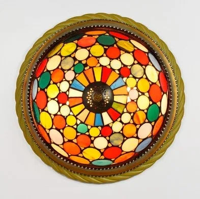 Plafonnier en vitrail style méditerranéen pour extérieur et intérieur Cléa Cime en Verre - Reflets Subtils & Décor Raffiné