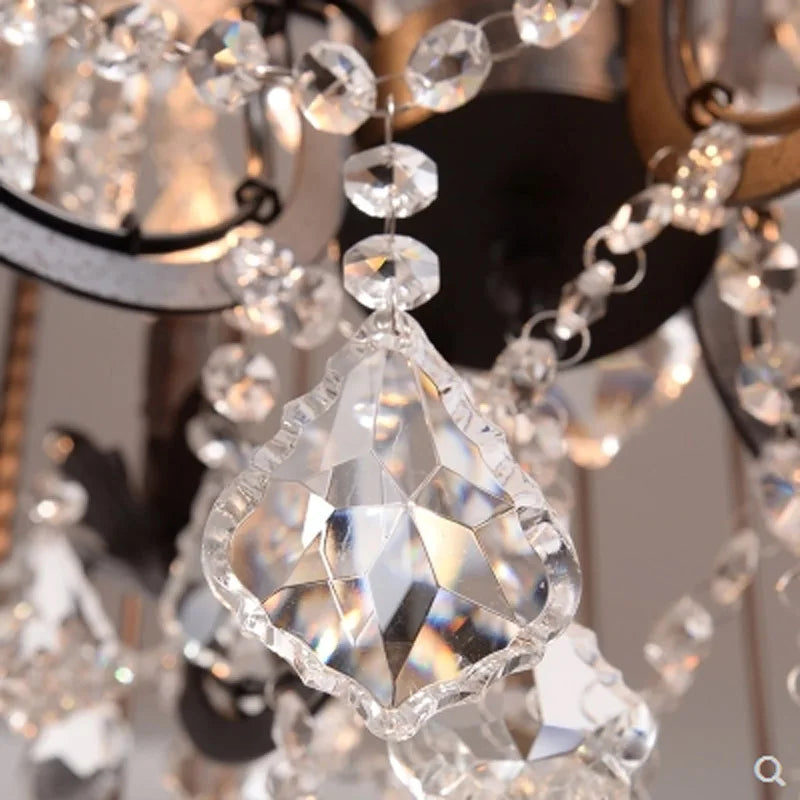 Lustre — Vintage américain en fer cage à oiseaux rétro cristal