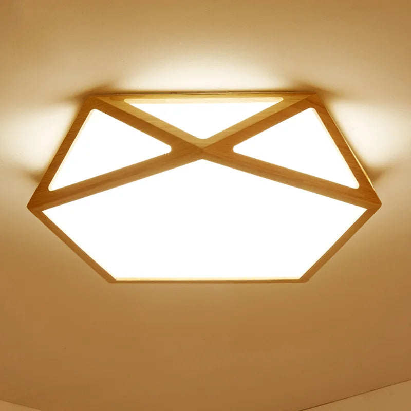 Plafonnier led en bois créatif pour éclairage général Léontine Clarté - Une Présence Naturelle Apaisante