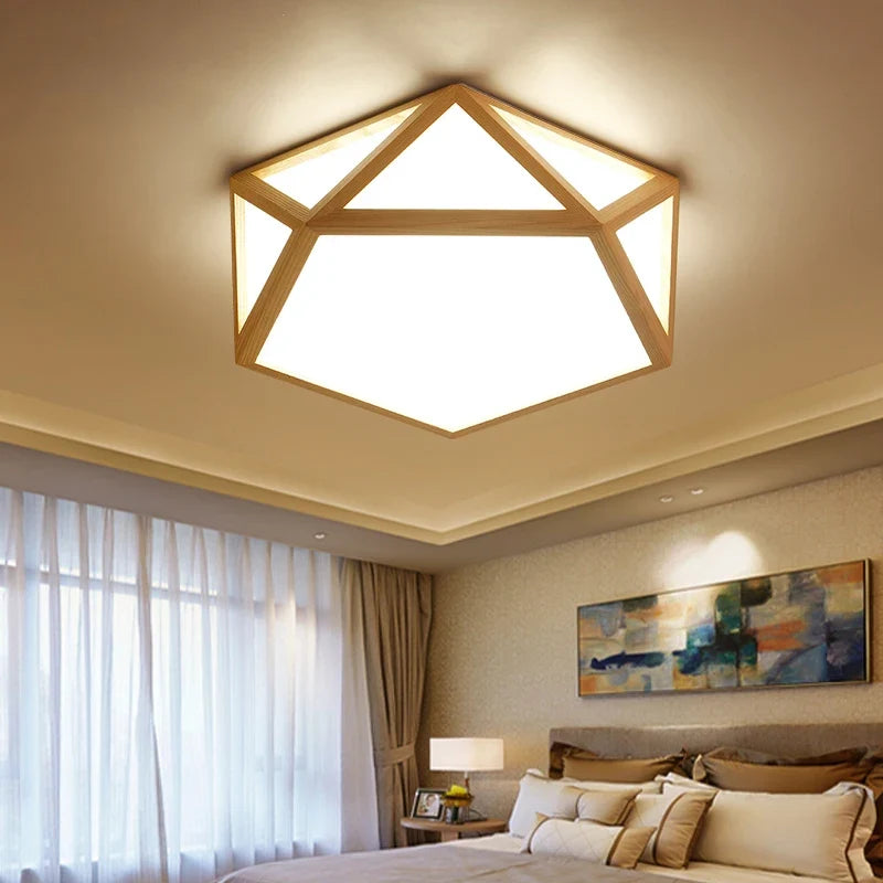 Plafonnier led en bois créatif pour éclairage général Léontine Clarté - Une Présence Naturelle Apaisante