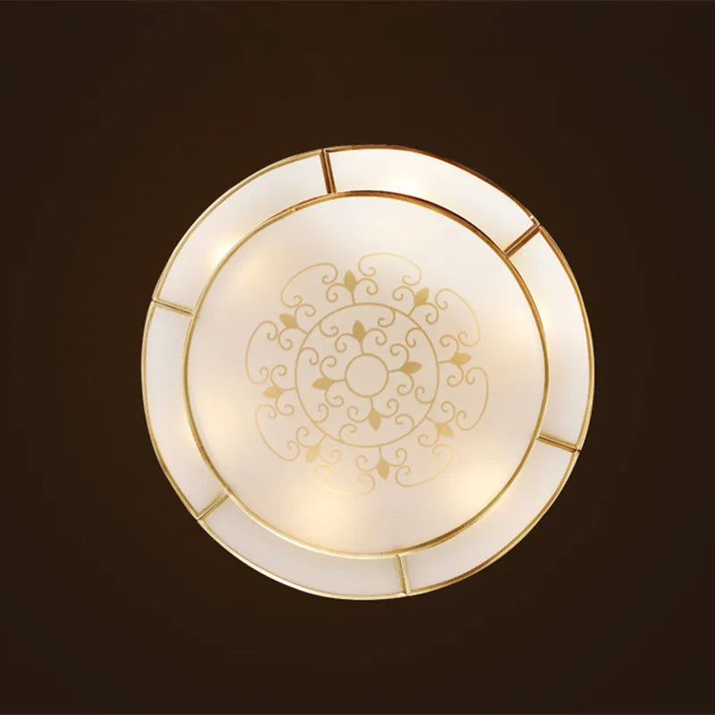Plafonnier — Rond en métal vintage plafonnier en verre cuivré
