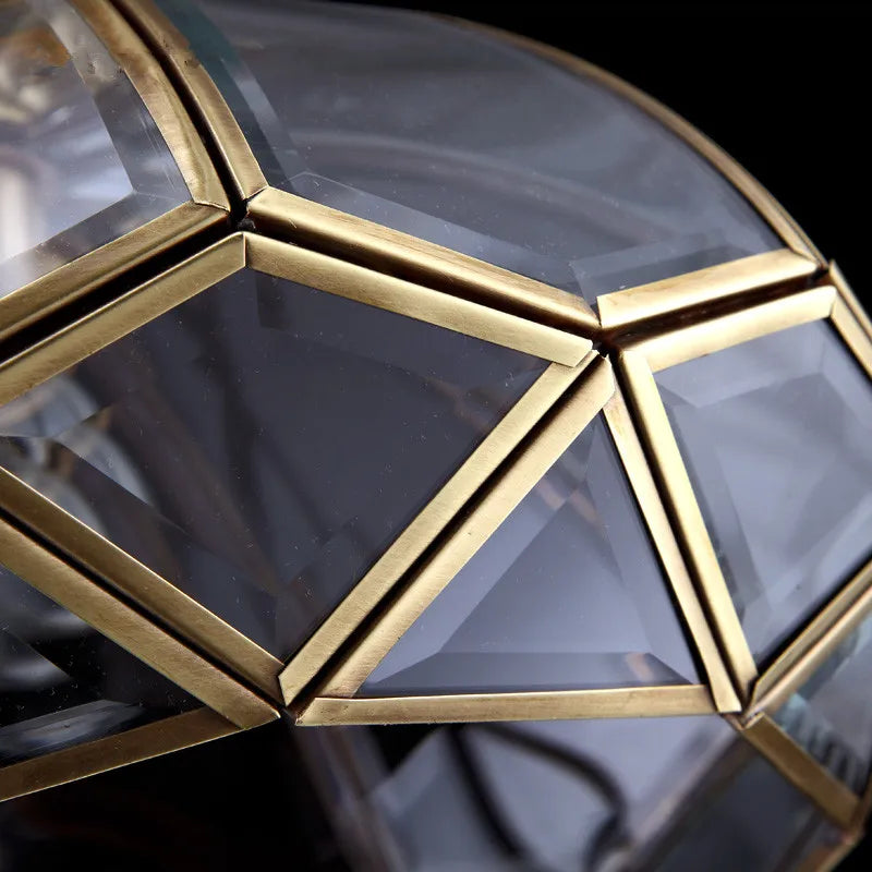 Abat-jour — Classique en cuivre avec abat-jour en verre vintage