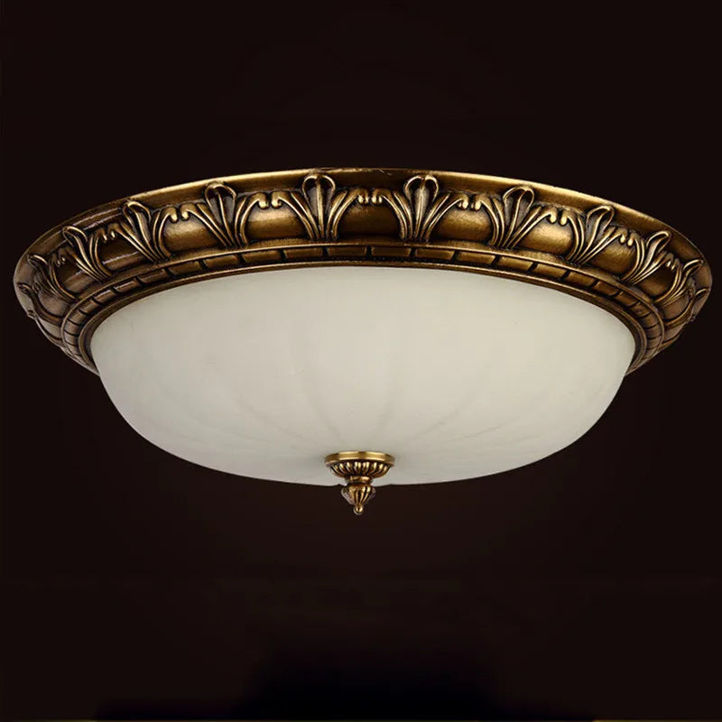 Abat-jour — En cuivre abat-jour rond en verre vintage