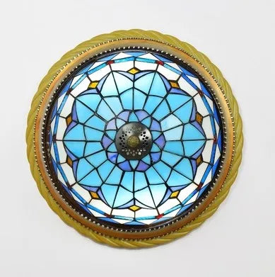 Plafonnier en vitrail style méditerranéen pour extérieur et intérieur Cléa Cime en Verre - Reflets Subtils & Décor Raffiné