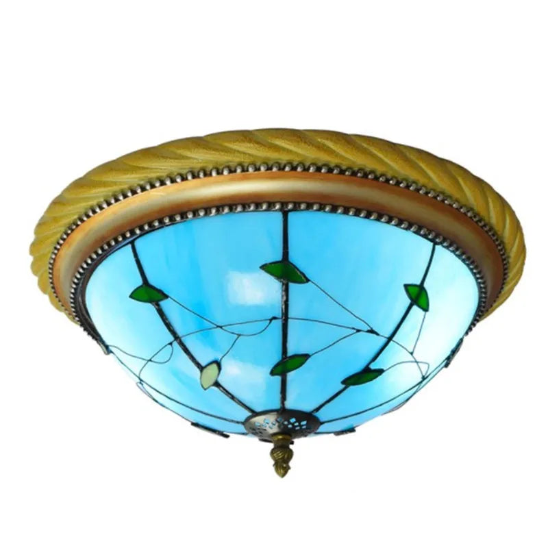 Plafonnier en vitrail style méditerranéen pour extérieur et intérieur Cléa Cime en Verre - Reflets Subtils & Décor Raffiné