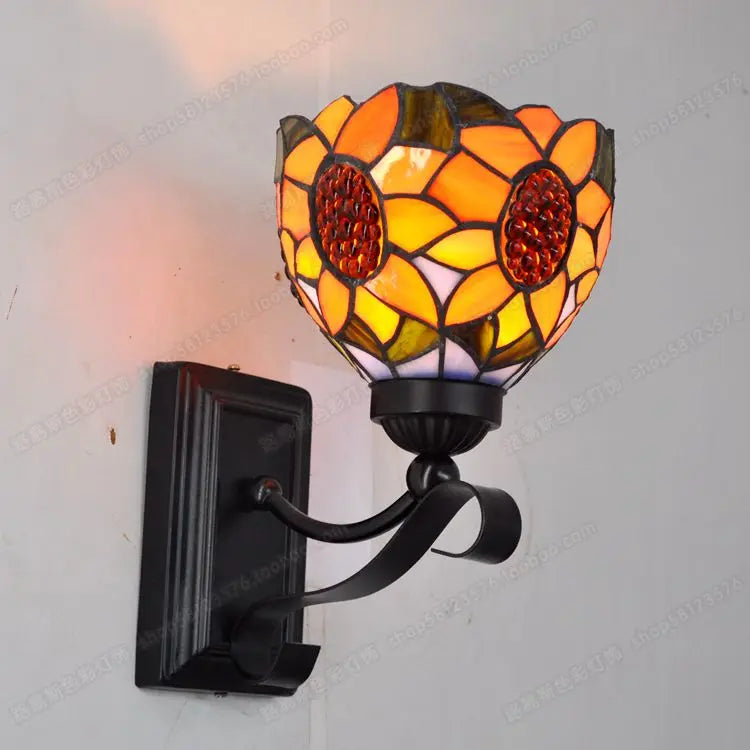 lampe à poser rétro minimaliste en verre tiffany cuivre pour décoration européenne