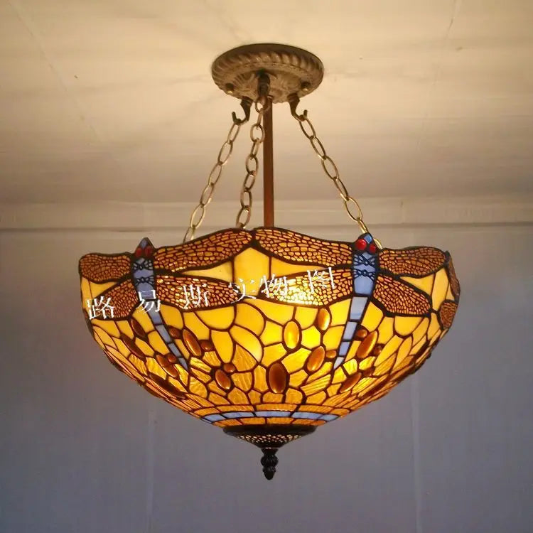 Lustre — Européen dragonfly tiffany lampes lumière antique nostalgie