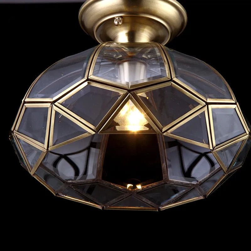 Abat-jour — Classique en cuivre avec abat-jour en verre vintage