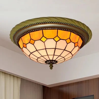 Plafonnier en vitrail style méditerranéen pour extérieur et intérieur Cléa Cime en Verre - Reflets Subtils & Décor Raffiné