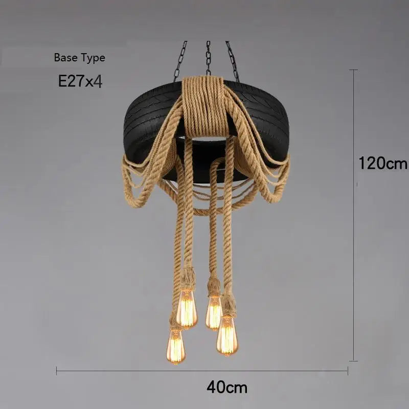 Suspension Industrielle Madeleine Brume en Corde de Chanvre — MODÈLE M / Sans ampoule E27 ; MODÈLE M / Avoir une ampoule E27