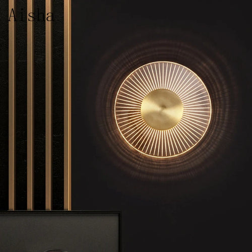 Applique murale — LED ronde en cuivre design créatif pour intérieur moderne