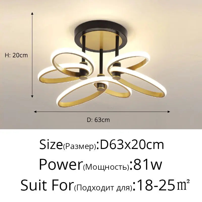 Plafonnier — Moderne en pétale d'or pour intérieur décoratif