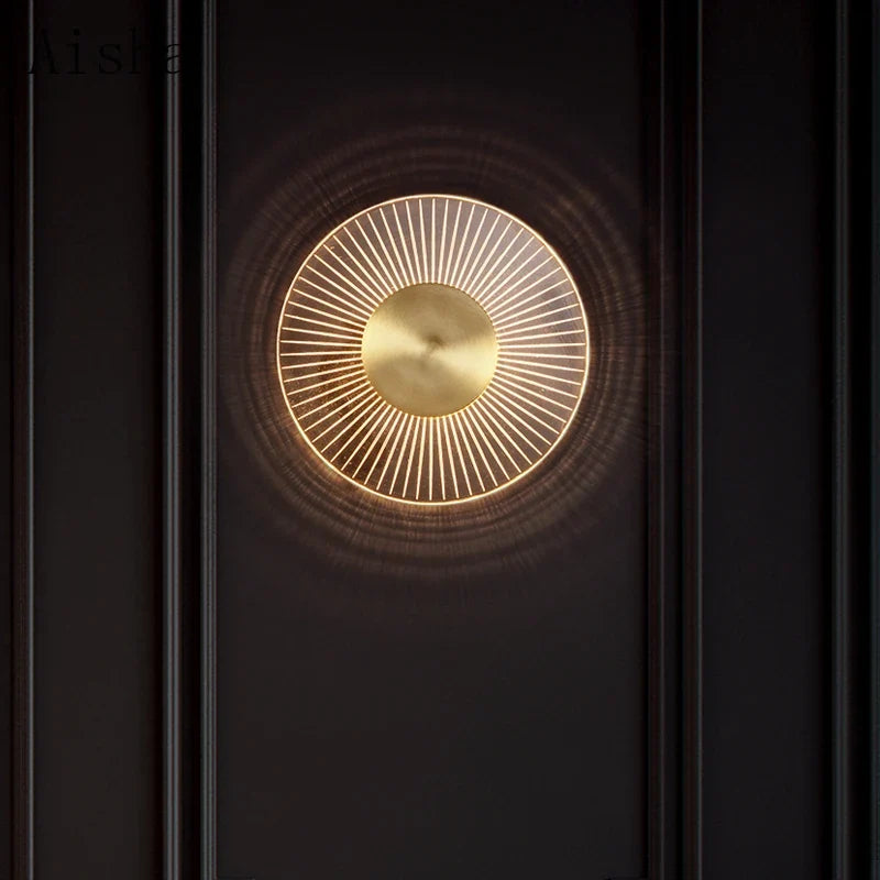 Applique murale — LED ronde en cuivre design créatif pour intérieur moderne