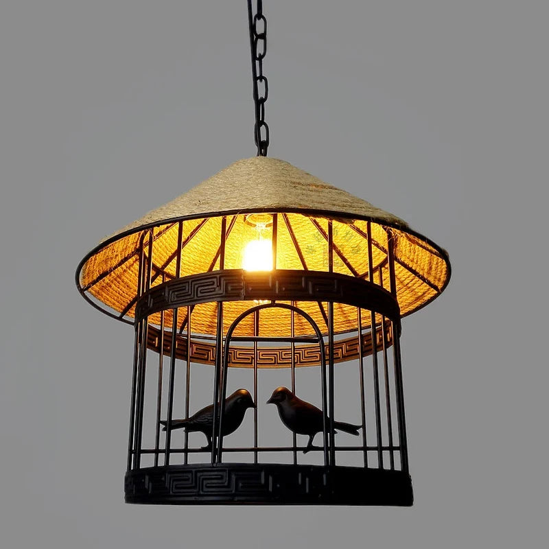 Lustre Industriel Émile Brume en Corde Tressée