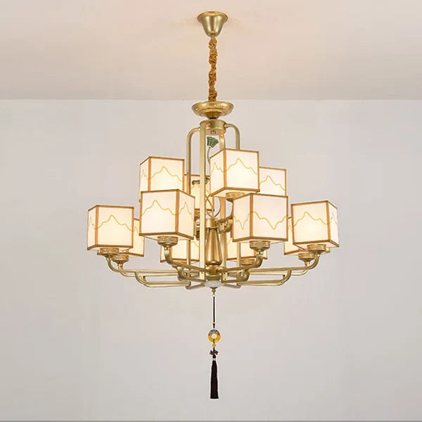 Lustre — Chinois classique doré design pour intérieur élégant