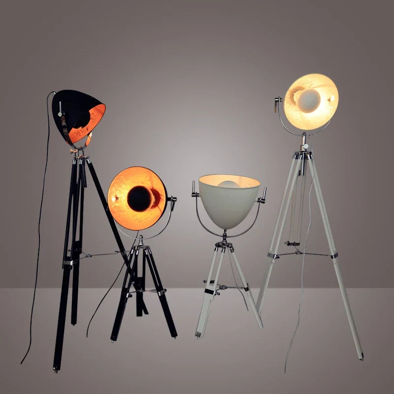 lampe de sol vintage à trépied avec ampoules edison décorative
