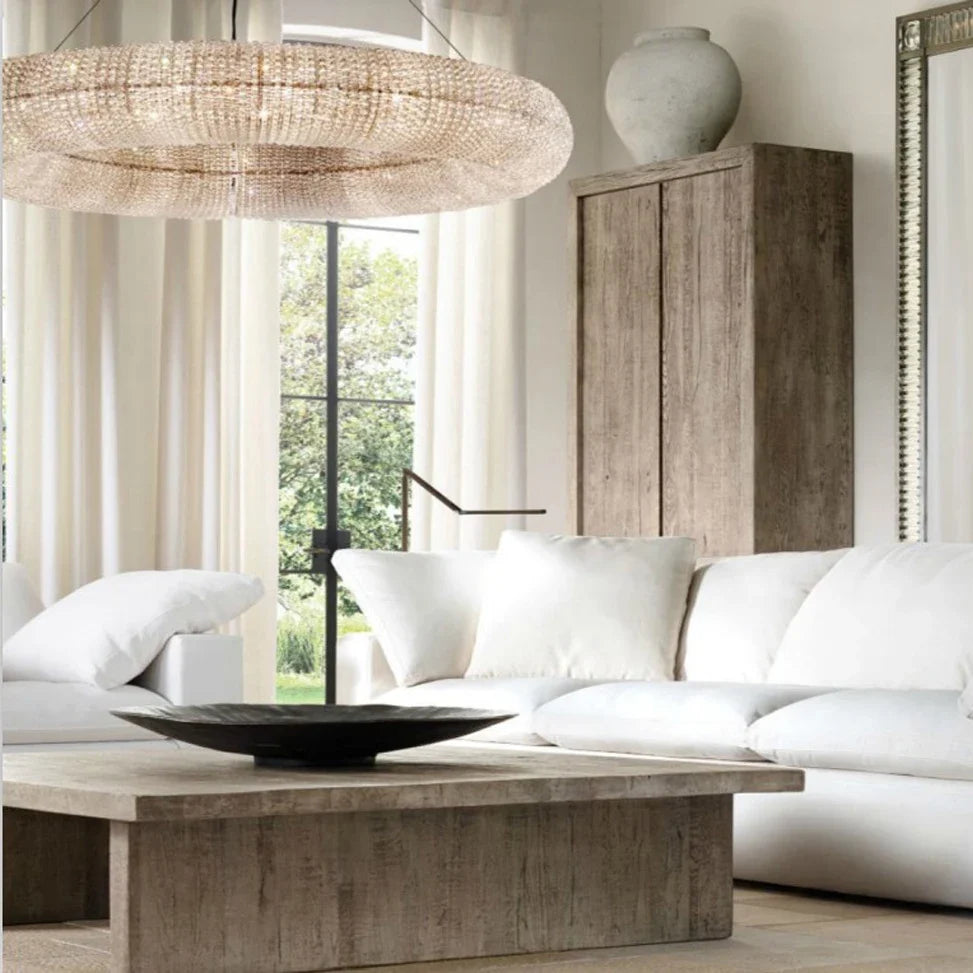 Lustre — Design moderne à LED avec anneau en cristal