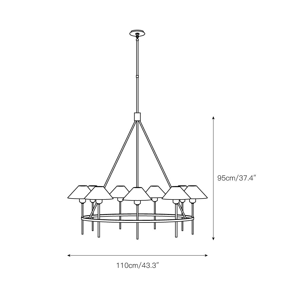 Hackney Chandelier Tissu Laiton Industriel Vintage Grand - Neutralighting