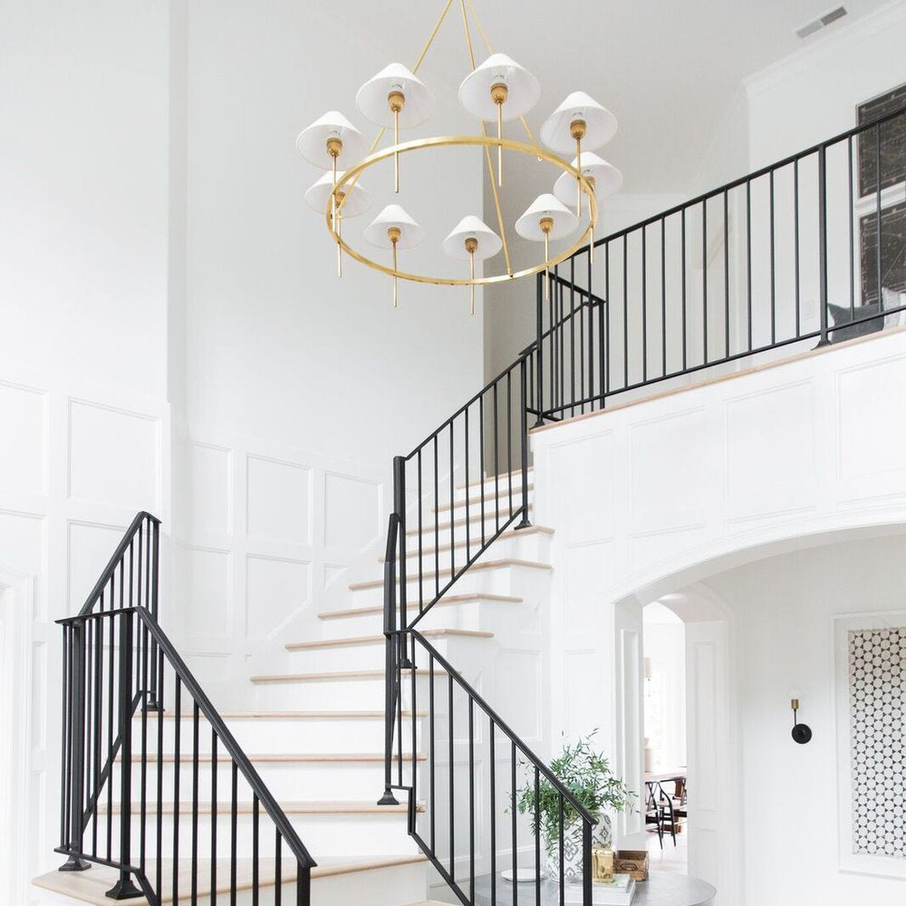 Hackney Chandelier Tissu Laiton Industriel Vintage Grand - Neutralighting