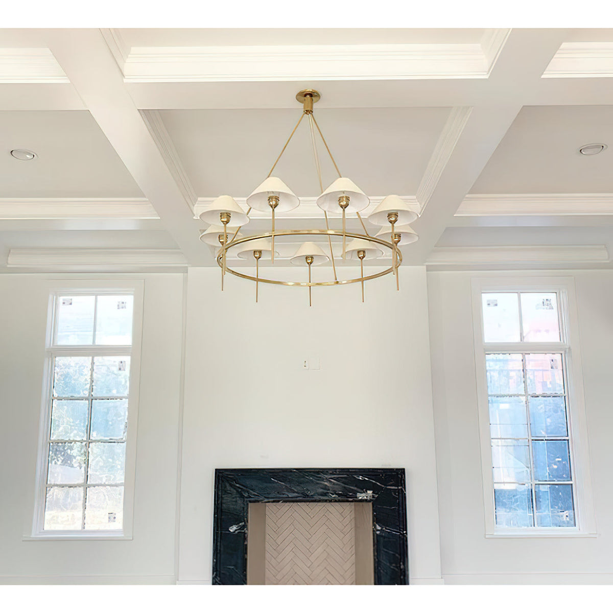 Hackney Chandelier Tissu Laiton Industriel Vintage Grand - Neutralighting