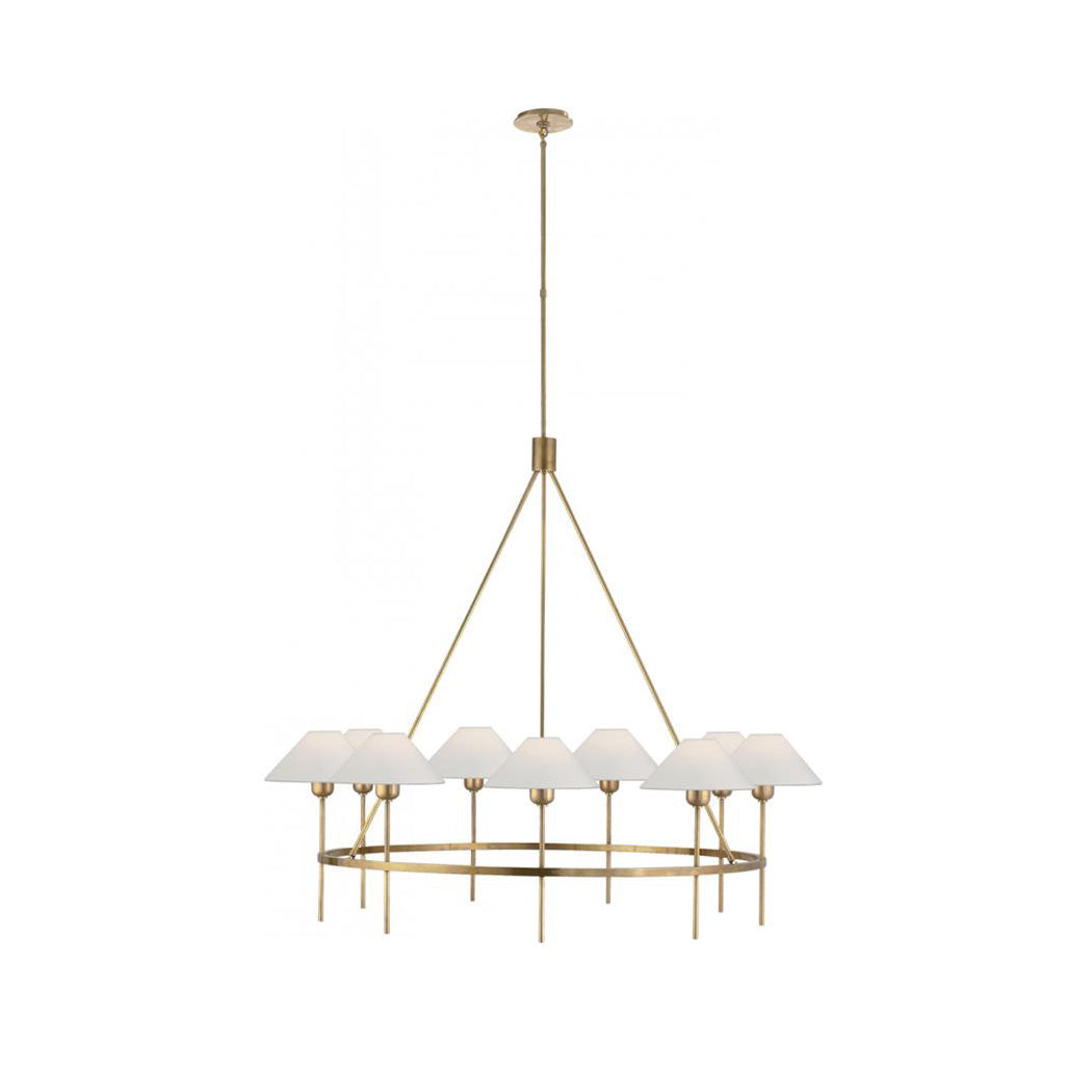 Hackney Chandelier Tissu Laiton Industriel Vintage Grand - Neutralighting