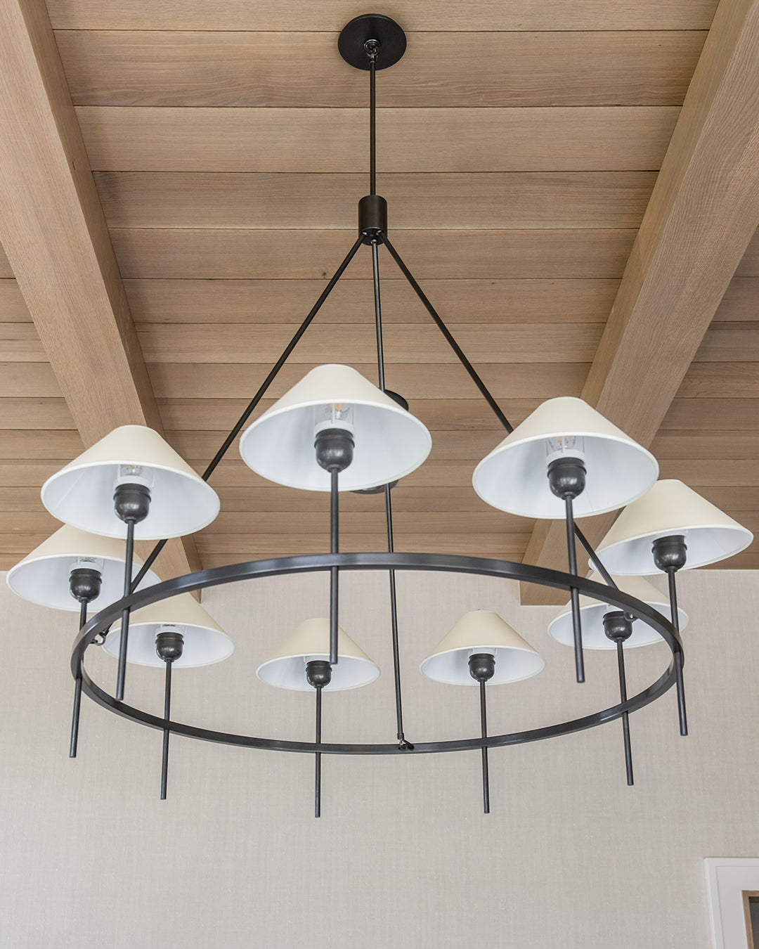 Hackney Chandelier Tissu Laiton Industriel Vintage Grand - Neutralighting
