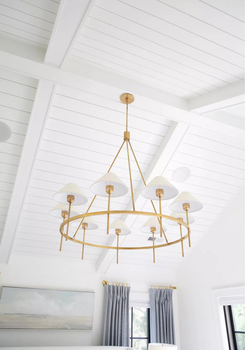 Hackney Chandelier Tissu Laiton Industriel Vintage Grand - Neutralighting