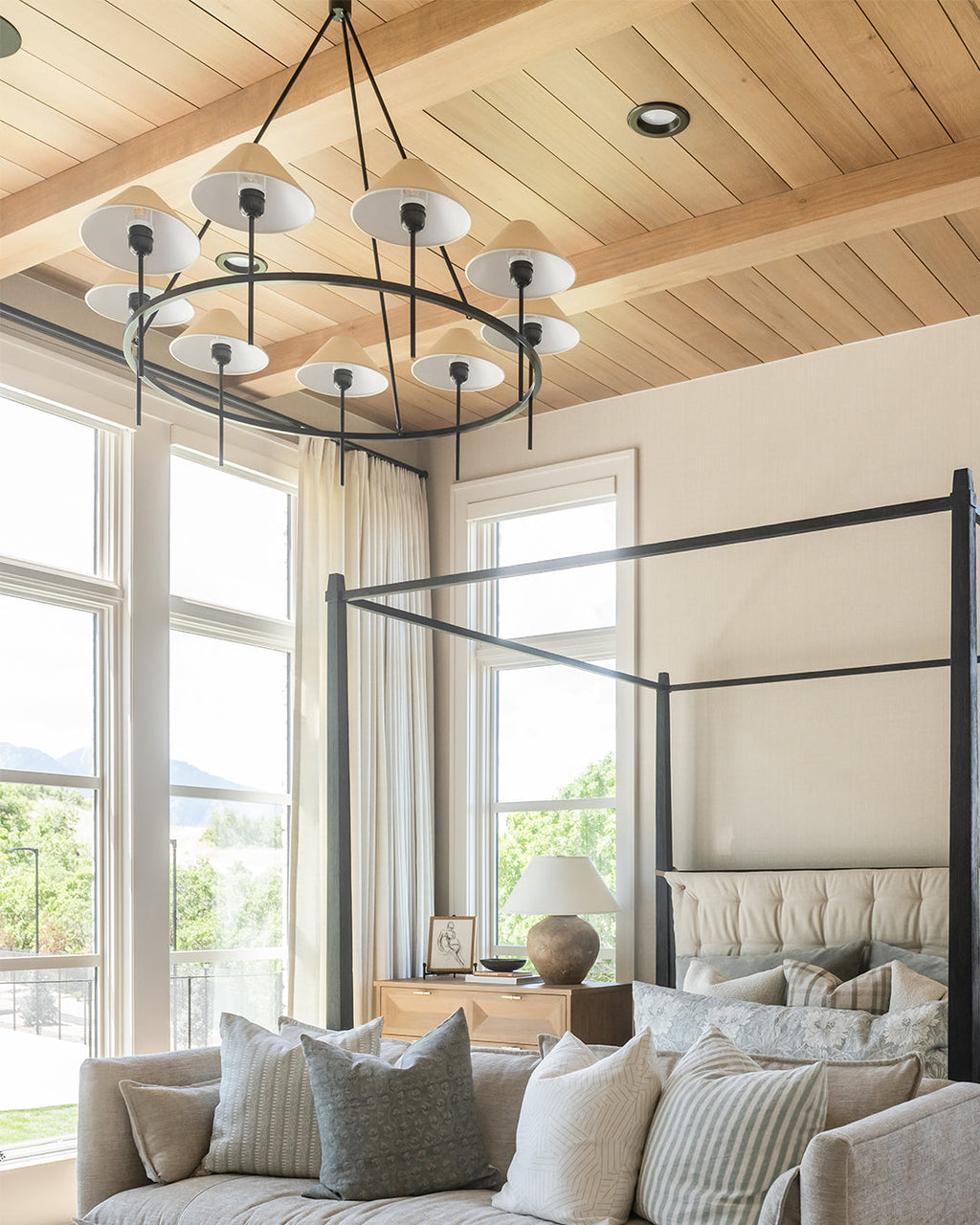 Hackney Chandelier Tissu Laiton Industriel Vintage Grand - Neutralighting
