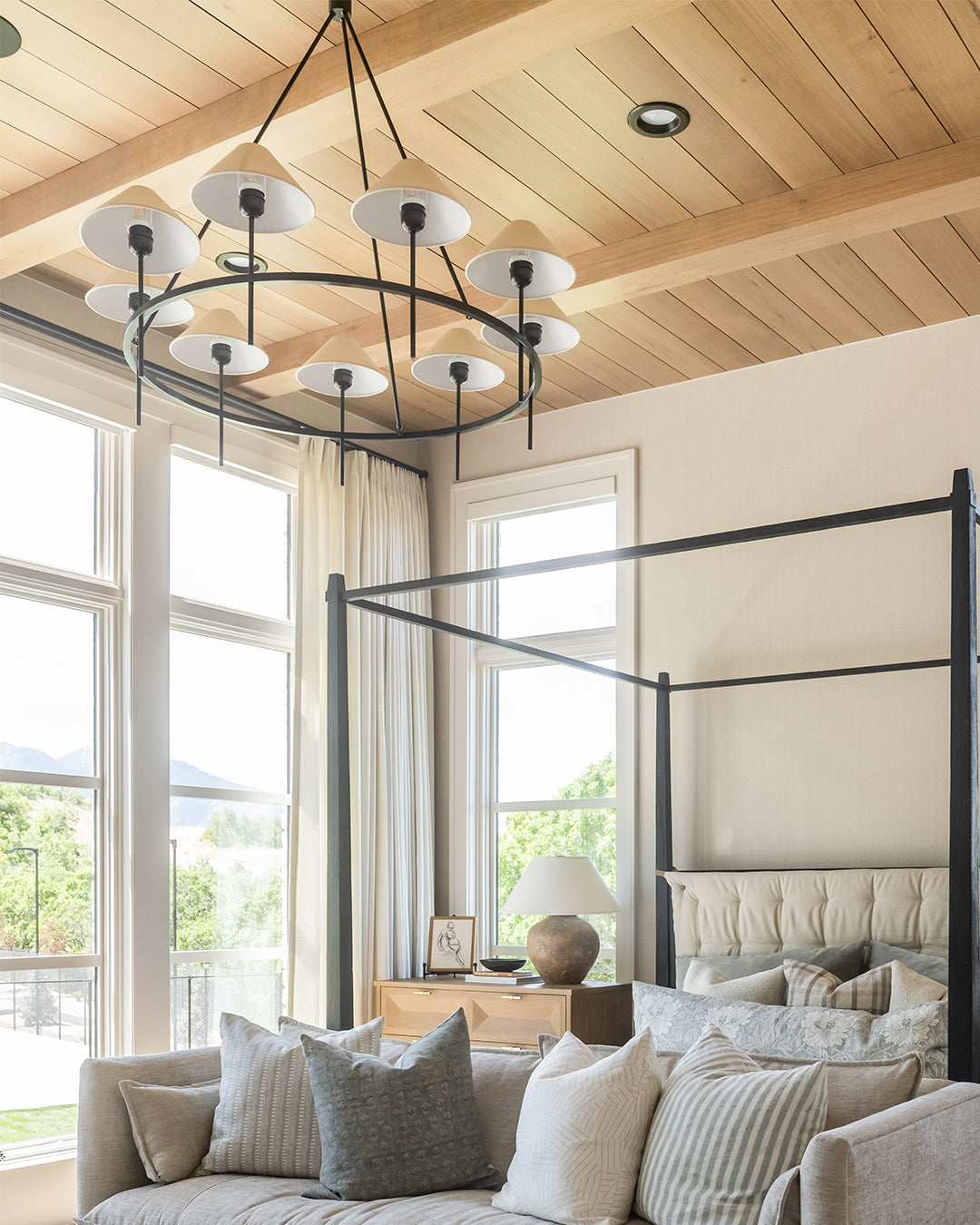 Hackney Chandelier Tissu Laiton Industriel Vintage Grand - Neutralighting
