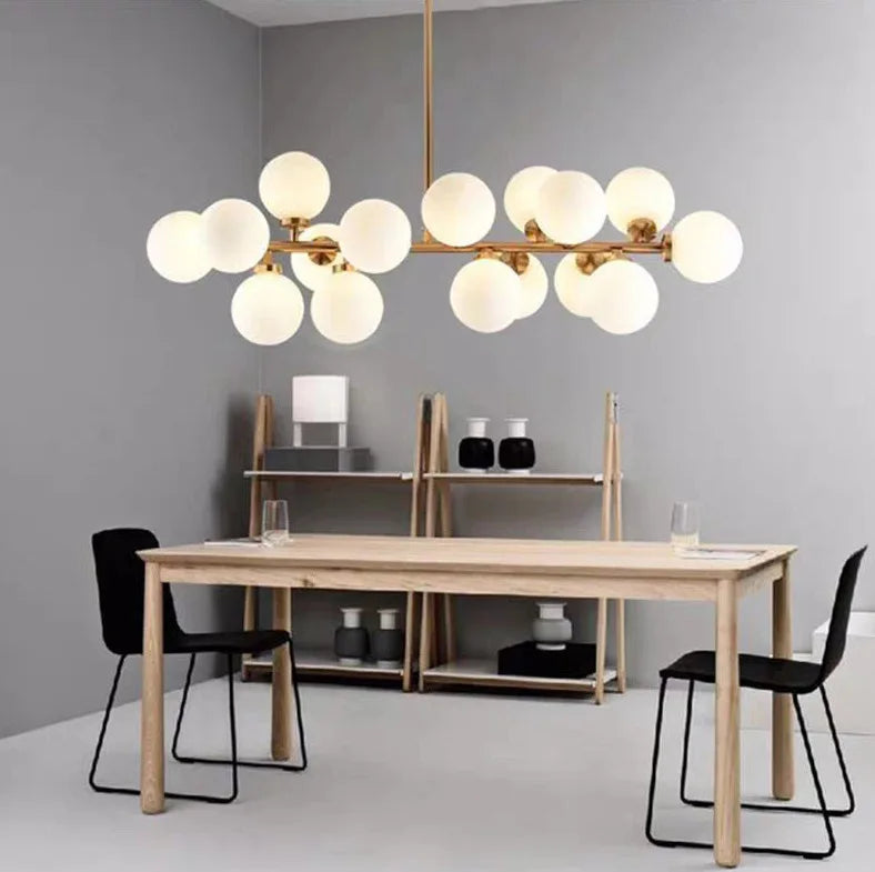 lampe design scandinave en verre laiteux avec support