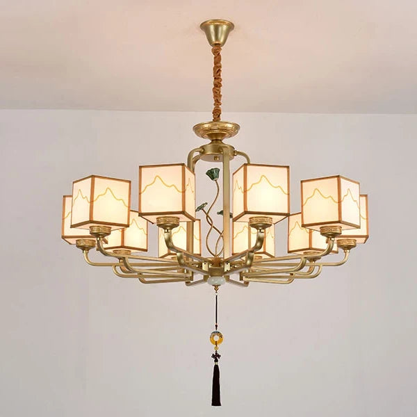 Lustre — Chinois classique doré design pour intérieur élégant