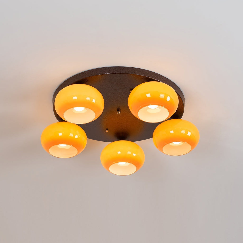 Aurevo Plafonnier 5 Lumières Verre Ambre - Neutralighting
